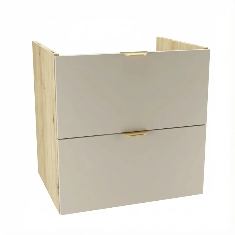 Waschtischunterschrank mit 2 Schubladen 60 cm, ohne Oberteil Orio - Kaschmir/Eiche artisan
