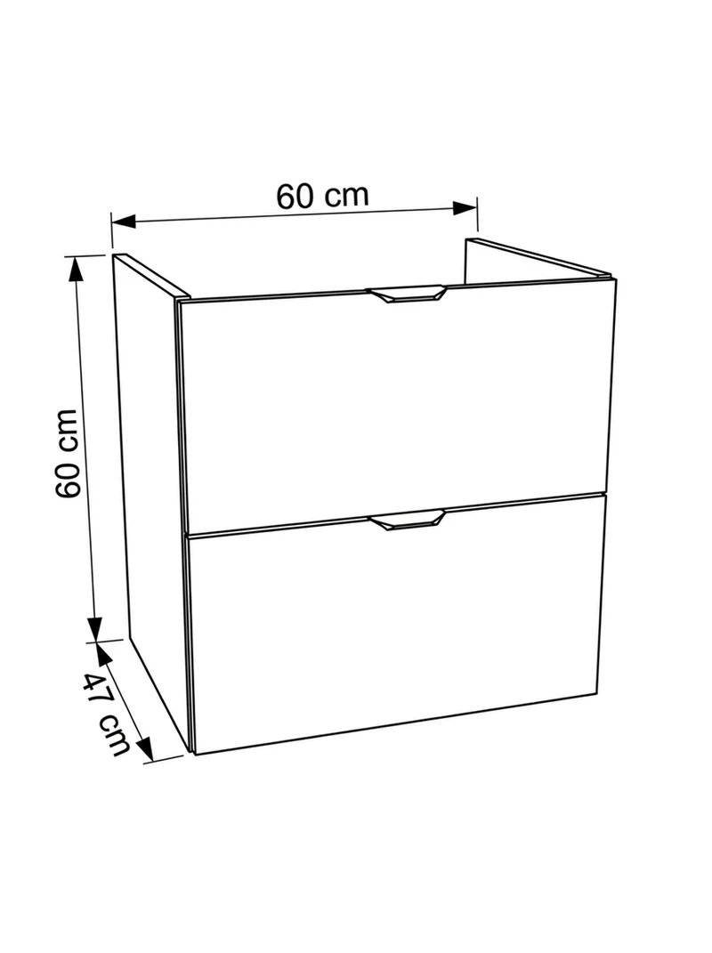 Waschtischunterschrank mit 2 Schubladen 60 cm, ohne Oberteil Orio - Kaschmir/Eiche artisan