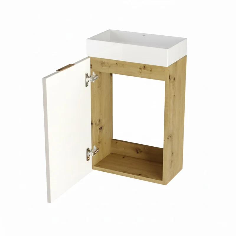 Waschtischunterschrank 40 cm mit Waschbecken Orio - Weiß/Eiche Artisan