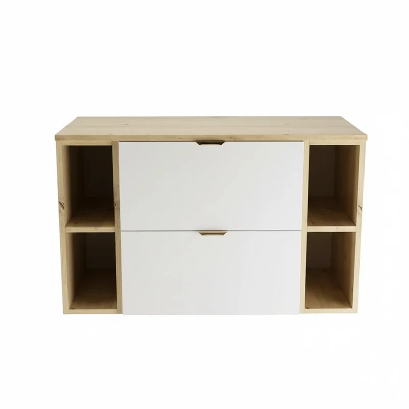 Waschtischunterschrank 100 cm mit 2 Regale Orio - Weiß/Eiche Artisan