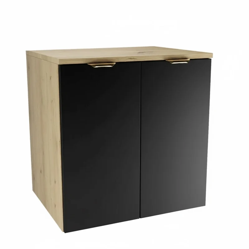 Waschtischunterschrank mit Türen 60 cm Orio - Schwarz/Eiche Artisan