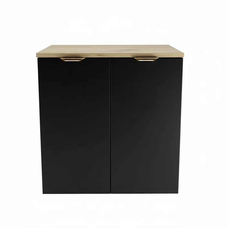 Waschtischunterschrank mit Türen 60 cm Orio - Schwarz/Eiche Artisan