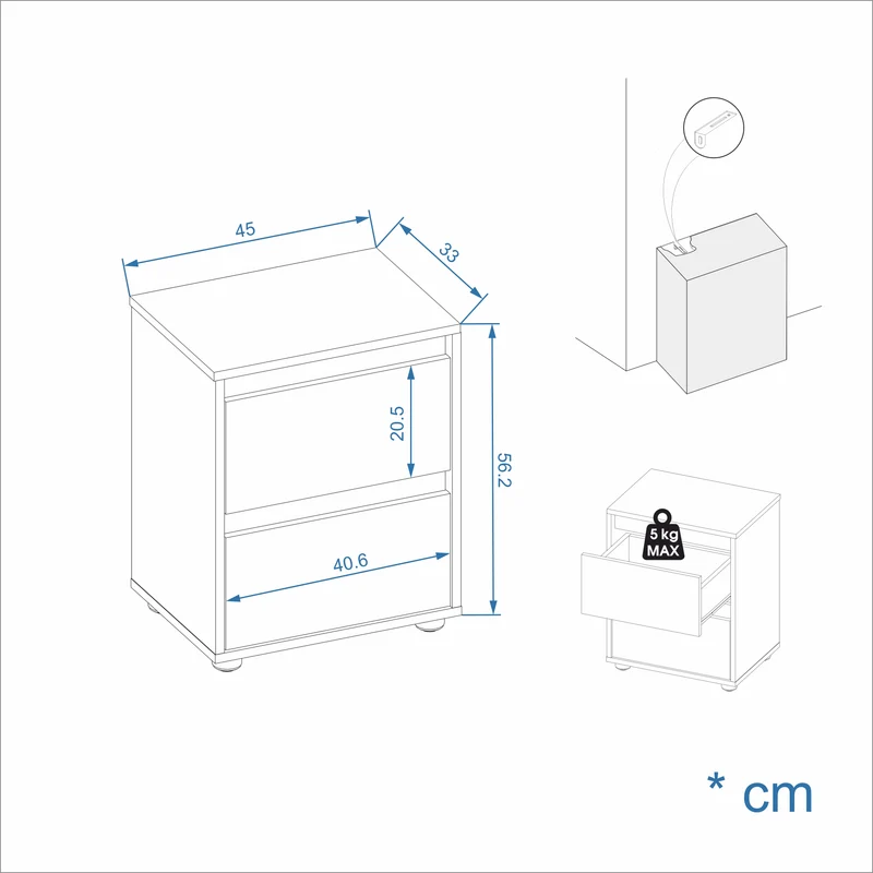Bedside Table Linoa 2NS