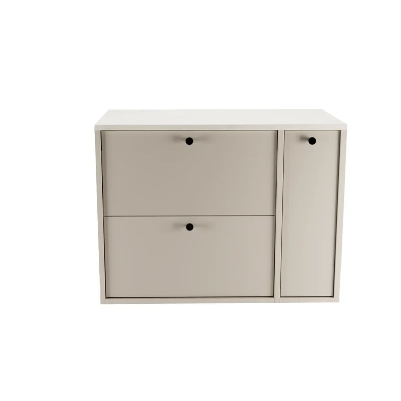 Waschtischunterschrank 80 cm mit Regal, glatte Fronten Belino - Kaschmir/Marmor Bianco