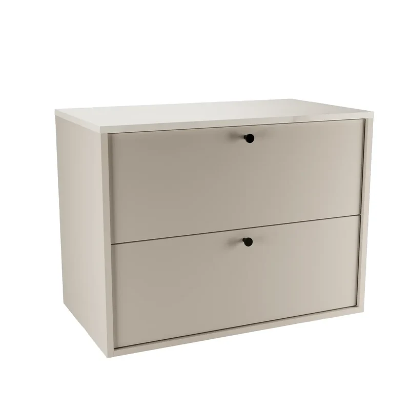 Waschtischunterschrank 80 cm, glatte Fronten Belino - Kaschmir/Marmor Bianco