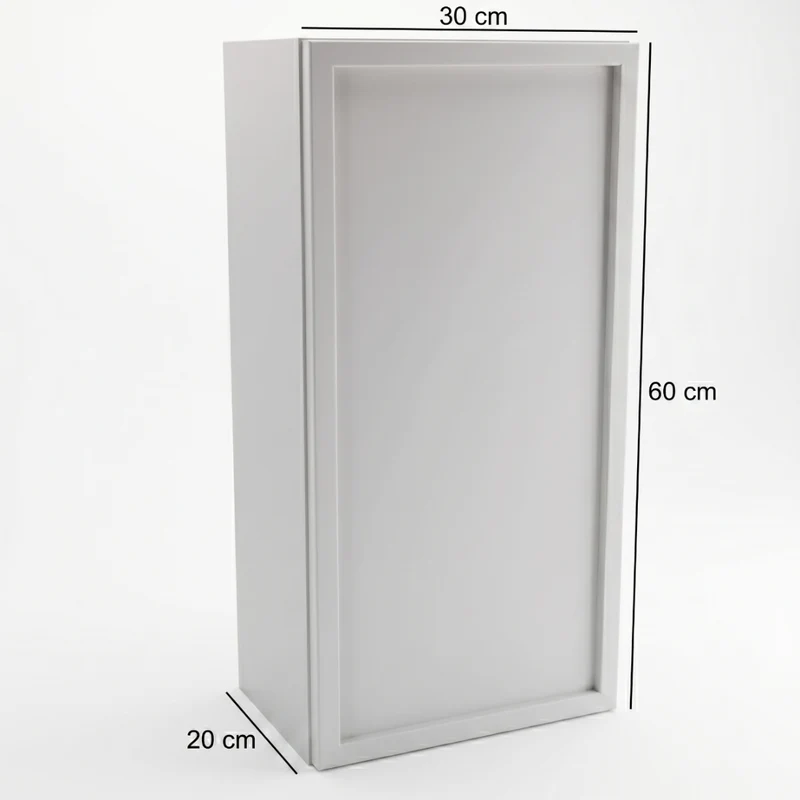 Hängender Badezimmerschrank, 30 cm, 1 Tür mit Einlegeboden Roma - Kaschmir/Eiche Cremona