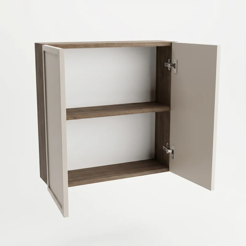 Hängender Badezimmerschrank 60 cm mit 2 Türen Roma - Kaschmir/Walnuss Dunkel