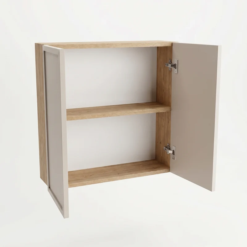 Hängender Badezimmerschrank 60 cm mit 2 Türen Roma - Kaschmir/Eiche Cremona
