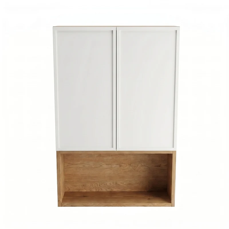 Badezimmer Hängeschrank 60 cm mit 2 Türen für Geberit Roma - Weiß/Eiche Cremona