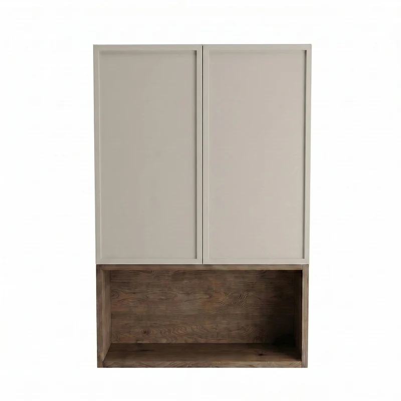 Badezimmer Hängeschrank 60 cm mit 2 Türen für Geberit Roma - Kaschmir/Walnuss Dunkel