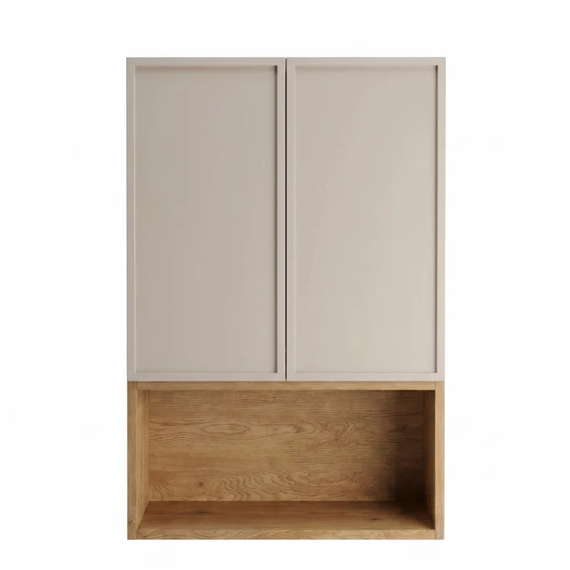 Badezimmer Hängeschrank 60 cm mit 2 Türen für Geberit Roma - Kaschmir/Eiche Cremona