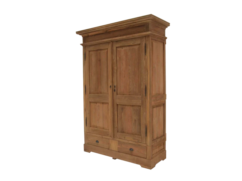 Kleiderschrank Teakholz, Schrank Teakholz Landhaus, Garderobenschrank Holz, Breite 120 cm
