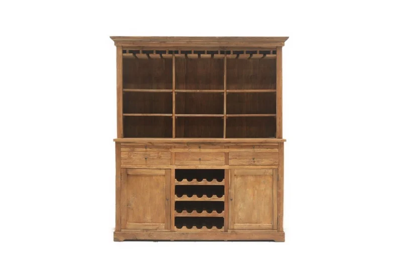 Weinschrank Holz Teak, Weinregal Teak, Weinbar Teakholz, Breite 180 cm