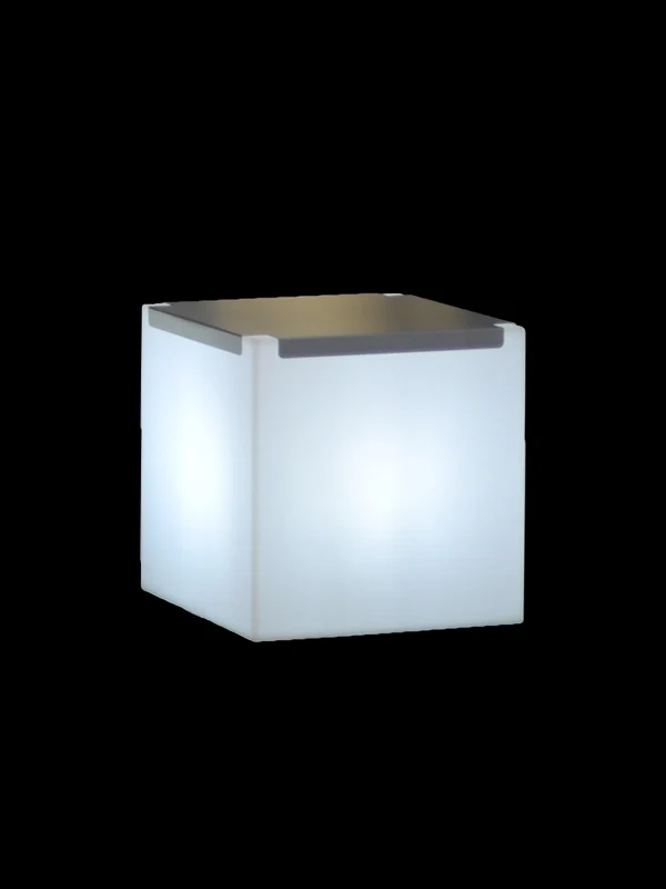 Designer Tisch in Weiß aus Polythylen Kubo Inox, leuchtend