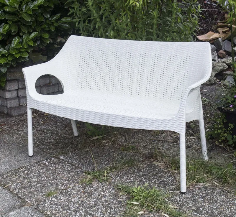 Outdoor - Bank aus Kunststoff, Gartenbank mit Sitzauflage