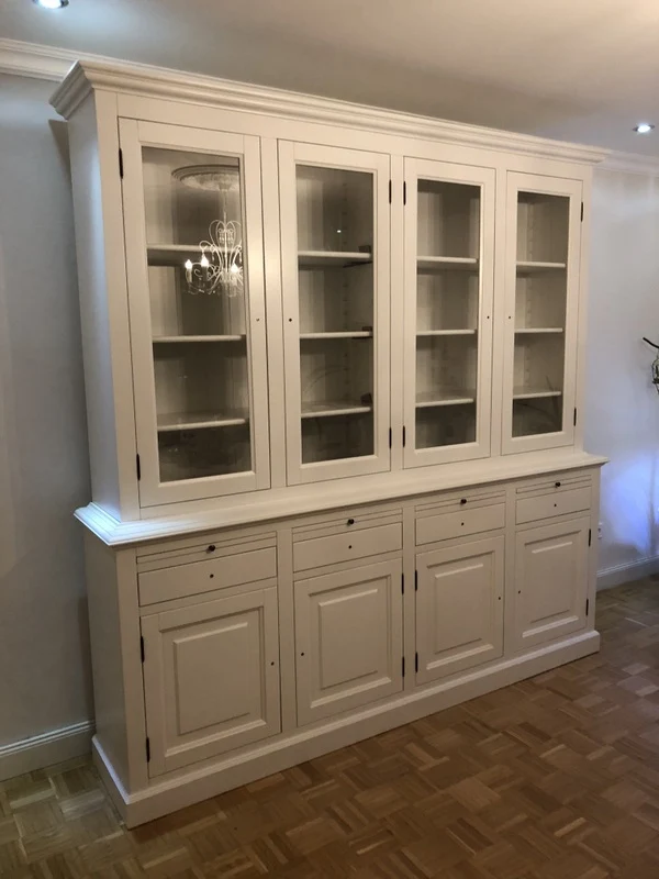 Vitrinen weiß Landhausstil, Wohnzimmerschrank weiß Landhaus, Buffetschrank weiß, Breite 230 cm