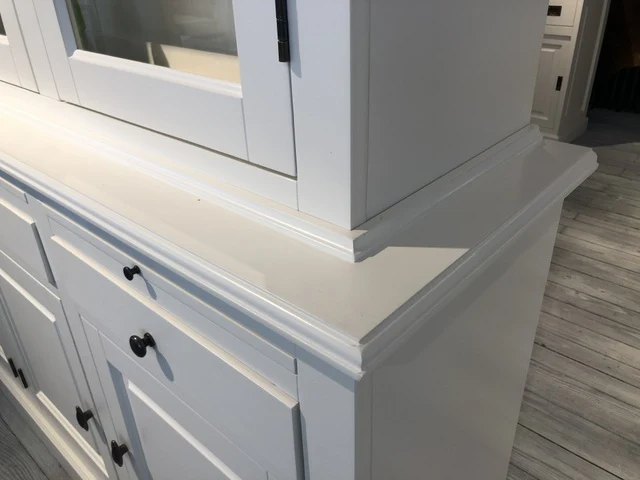 Vitrinen weiß Landhausstil, Wohnzimmerschrank weiß Landhaus, Buffetschrank weiß, Breite 230 cm