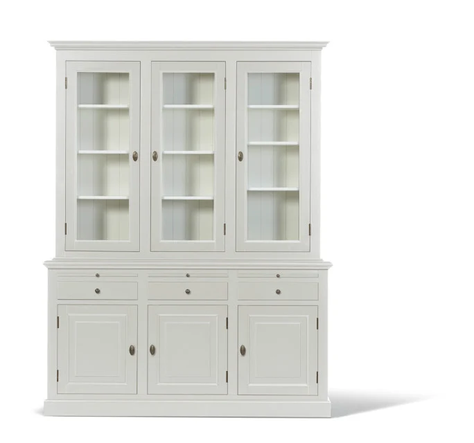 Vitrinen weiß, Wohnzimmerschrank weiß, Geschirrschrank weiß Landhausstil, Breite 177 cm