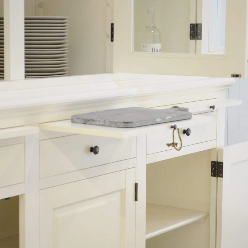 Vitrinen weiß, Wohnzimmerschrank weiß, Geschirrschrank weiß Landhausstil, Breite 177 cm