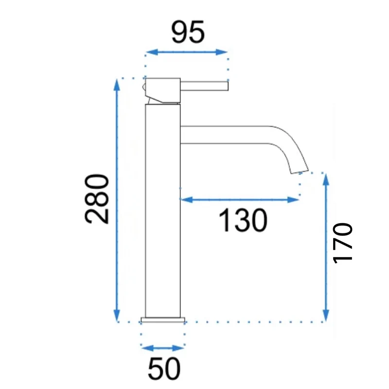 Hohe Waschtischbatterie Lungo - Gebürstetes Kupfer