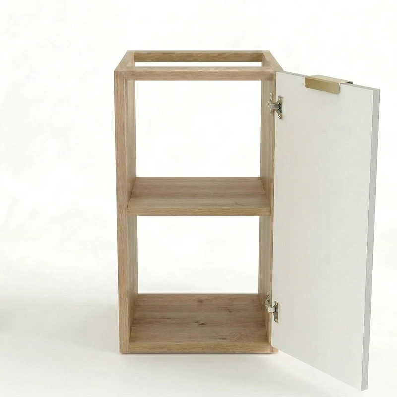Badezimmerschrank 30 cm, glatte Fronten, 1 Tür Orio - Kaschmir/Eiche artisan