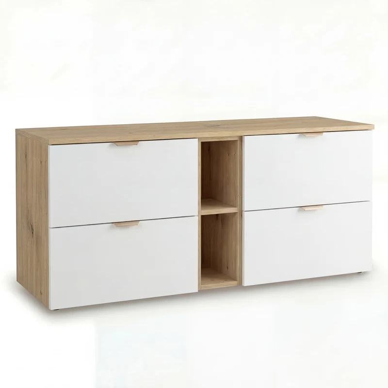 Waschtischunterschrank 140 cm mit Regal Orio - Weiß/Eiche Artisan