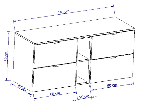 Waschtischunterschrank 140 cm mit Regal Orio - Schwarz/Eiche Artisan