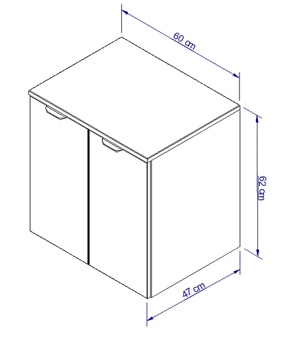 Badmöbel-Set: Waschtischunterschrank mit Türen 60 cm mit Waschbecken Orio - Schwarz/Eiche Artisan
