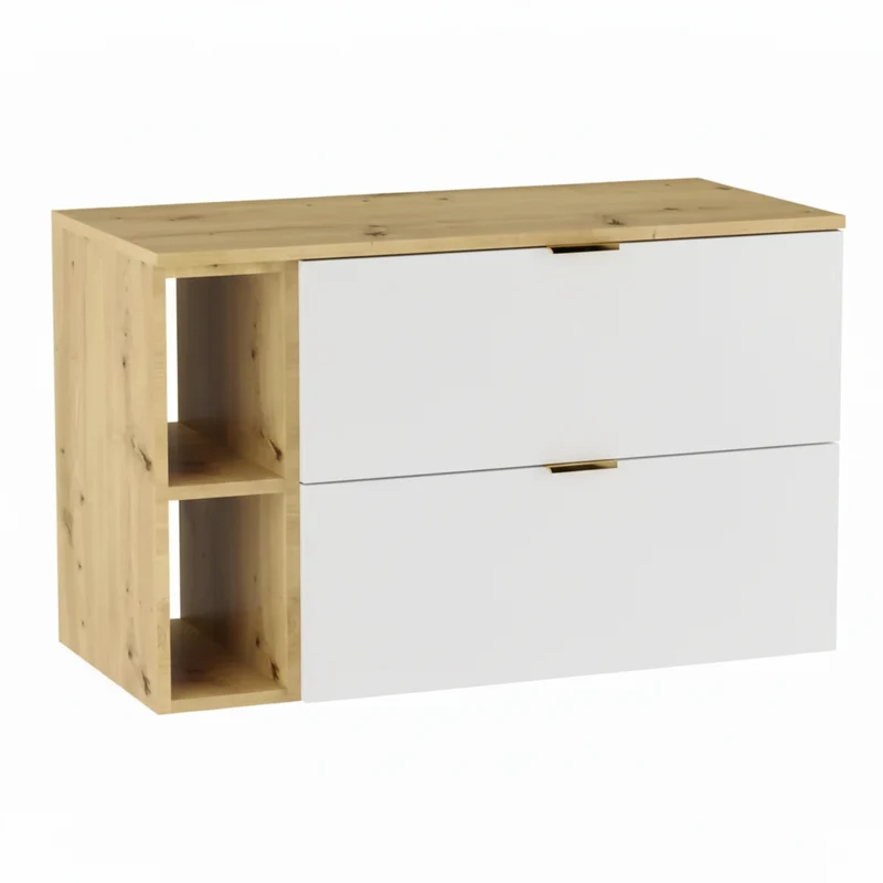 Waschtischunterschrank mit Regal 100 cm Orio - Weiß/Eiche artisan