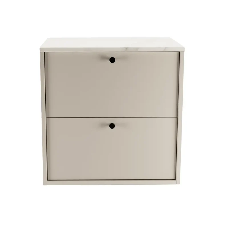 Waschtischunterschrank 60 cm, glatte Fronten Belino - Kaschmir/Marmor Bianco