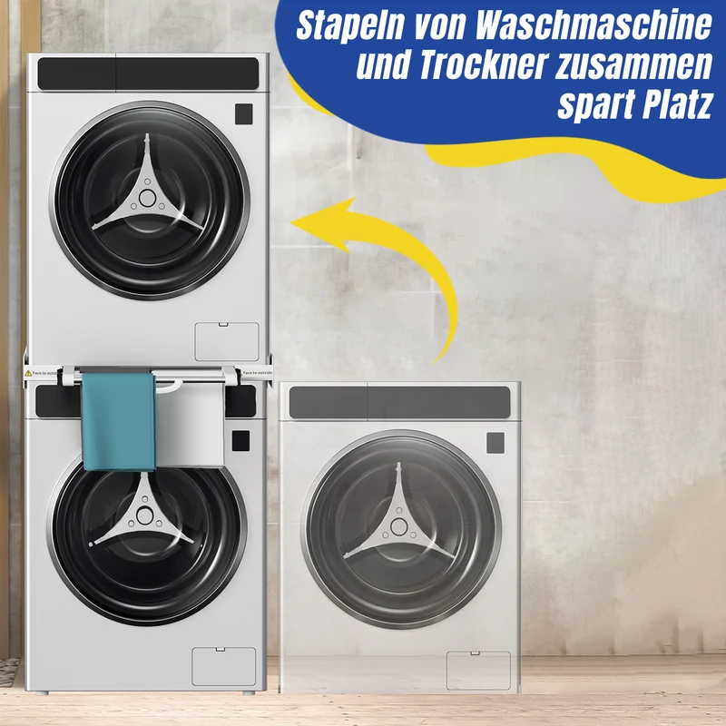 SWANEW Zwischenbaurahmen trockner waschmaschine, Verbindungsrahmen für Säule Trockner, Stapelset mit Handtuchhalter, bis 100 kg (60x54 cm)