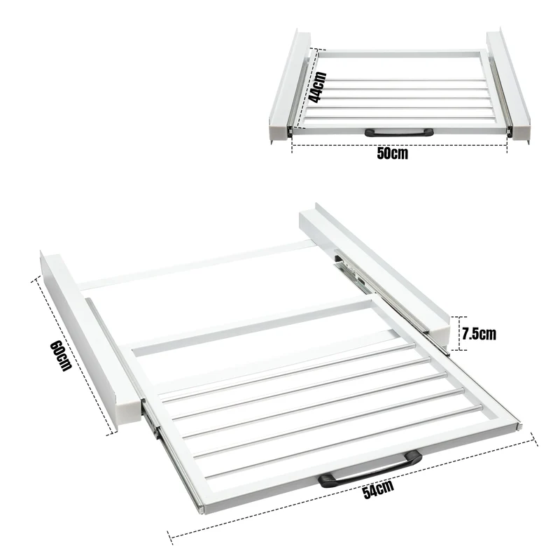SWANEW Zwischenbaurahmen trockner waschmaschine, Verbindungsrahmen für Säule Trockner, Stapelset mit Handtuchhalter, bis 100 kg (60x54 cm)
