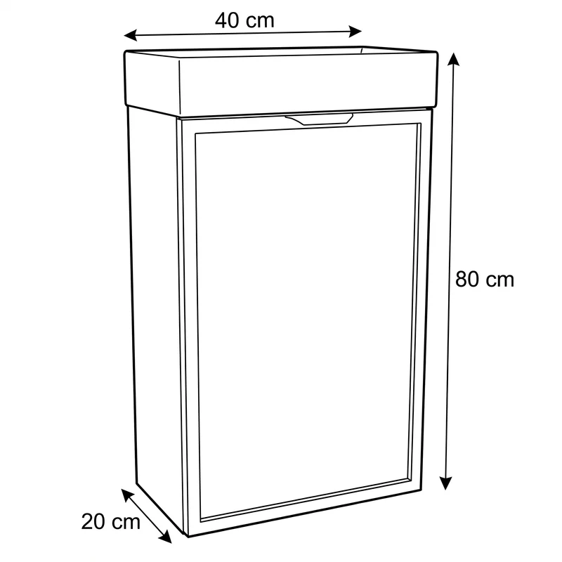 Waschtischunterschrank 40 cm mit Waschbecken Roma - Kaschmir