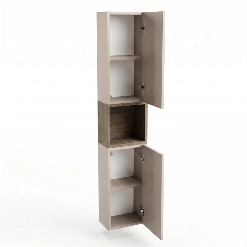 Hängender Badezimmerschrank 30 cm, quadratisch - Walnuss Dunkel