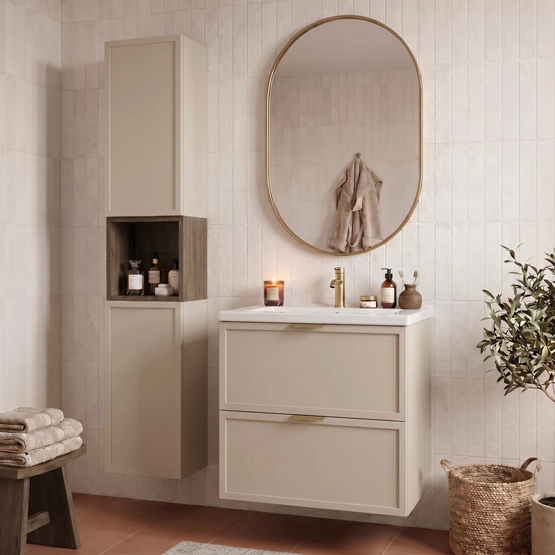 Hängender Badezimmerschrank 30 cm, quadratisch - Walnuss Dunkel