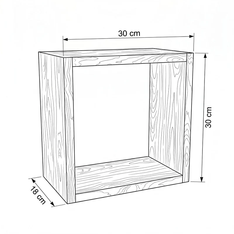 Hängender Badezimmerschrank 30 cm, quadratisch - Walnuss Dunkel