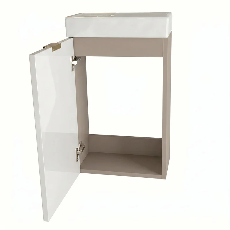 Waschtischunterschrank 40 cm mit Waschbecken Roma - Kaschmir/Walnuss Dunkel