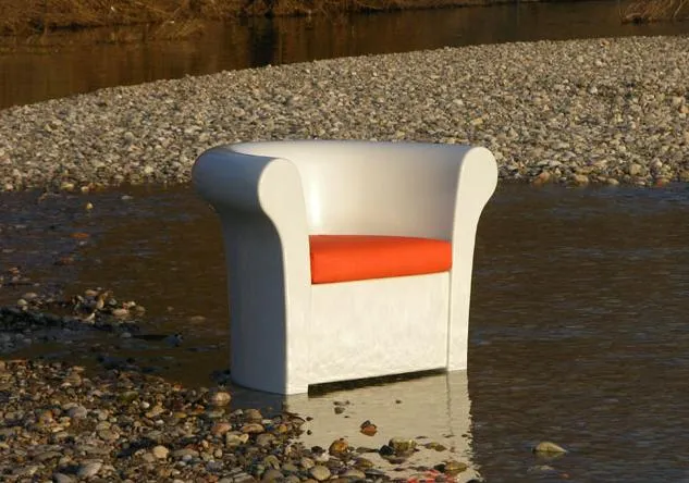 Gartensessel weiß Kunststoff, Outdoor Sessel in weiß mit Beleuchtung