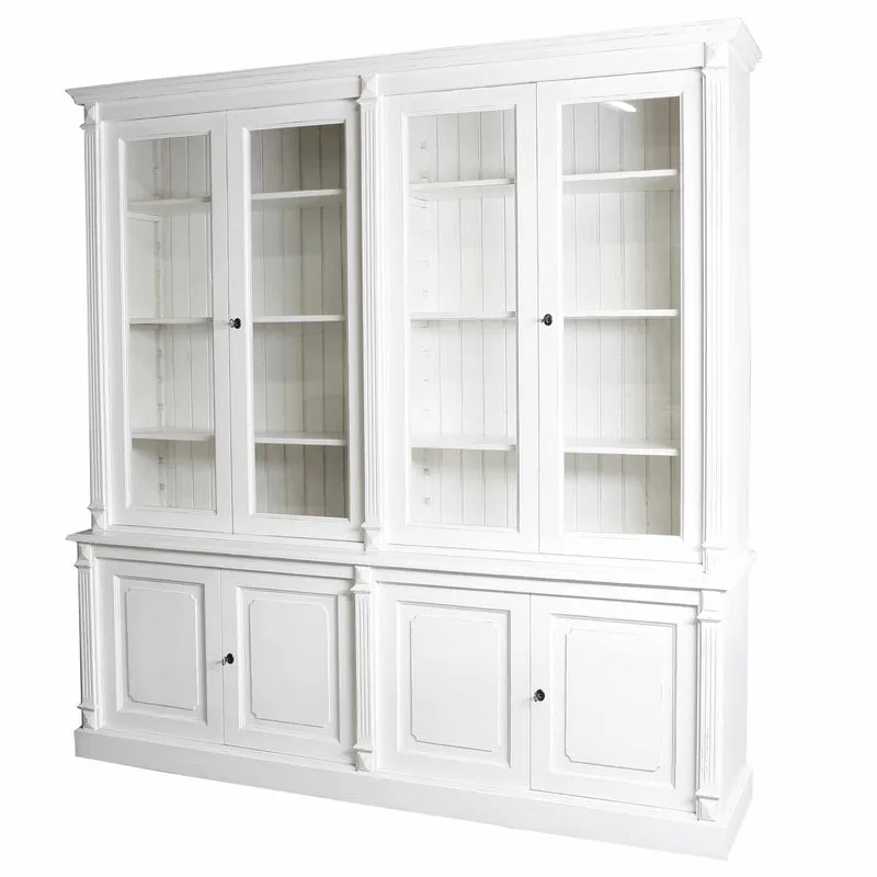 Vitrine schwarz-weiß, Geschirrschrank im Landhausstil in zehn Farben, Vitrine Landhaus, Breite 220 cm