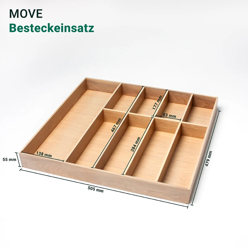 MOVE Besteckeinsatz Eiche Weiß gebeizt – 505x479x55 mm