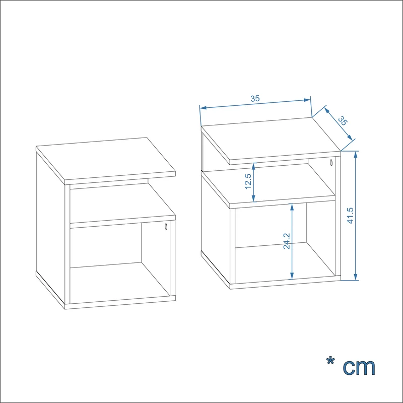 Bedside Table KABA 2-Piece Set