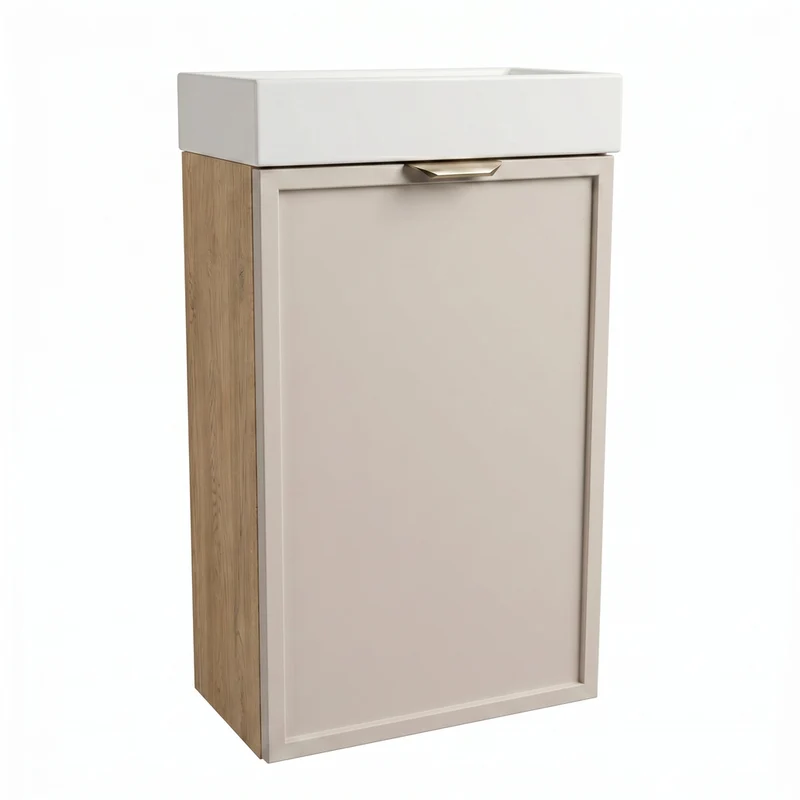 Waschtischunterschrank 40 cm mit Waschbecken Roma - Kaschmir/Eiche Cremona