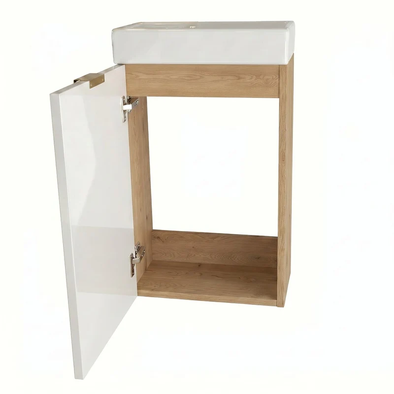 Waschtischunterschrank 40 cm mit Waschbecken Roma - Kaschmir/Eiche Cremona