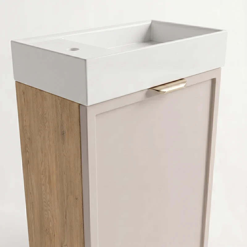 Waschtischunterschrank 40 cm mit Waschbecken Roma - Kaschmir/Eiche Cremona
