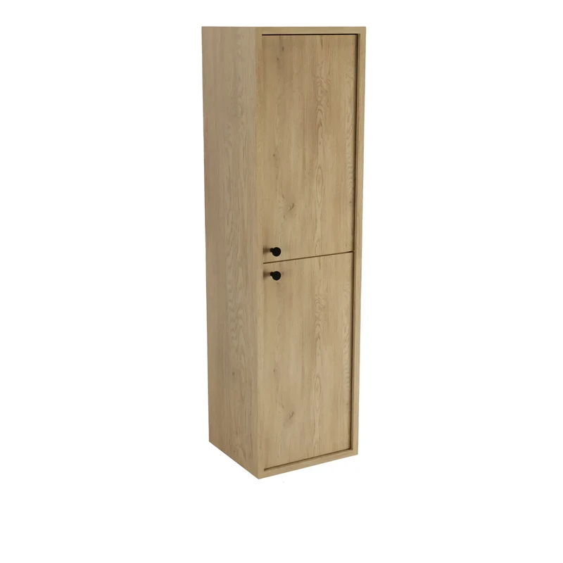 Bad Hochschrank 120 cm, glatte Fronten, 2 Türen Belino - Eiche Cremona