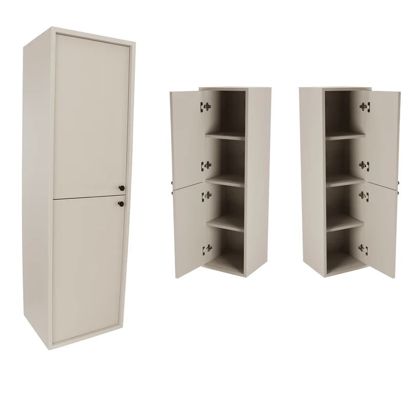 Bad Hochschrank 120 cm, glatte Fronten, 2 Türen Belino - Kaschmir