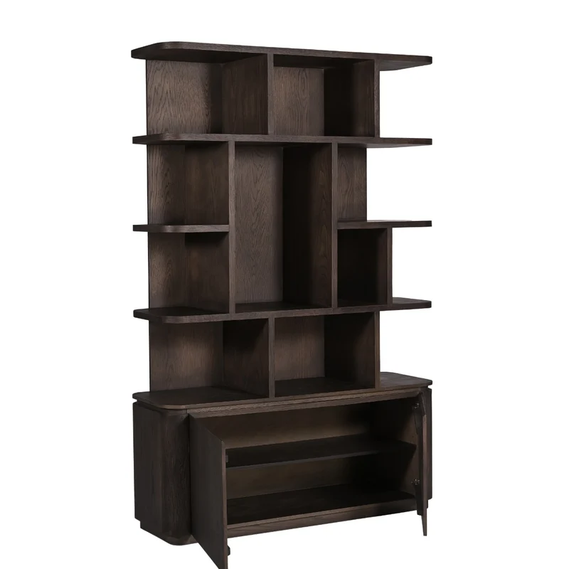 Bücherschrank braun, Regal braun, Wohnzimmerschrank braun Eiche furniert. Breite 145 cm