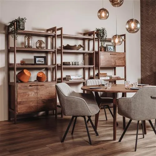 Wandregal Farbe Walnuss , Bücherregal Holz massiv, Regal Massivholz, Breite 90 cm
