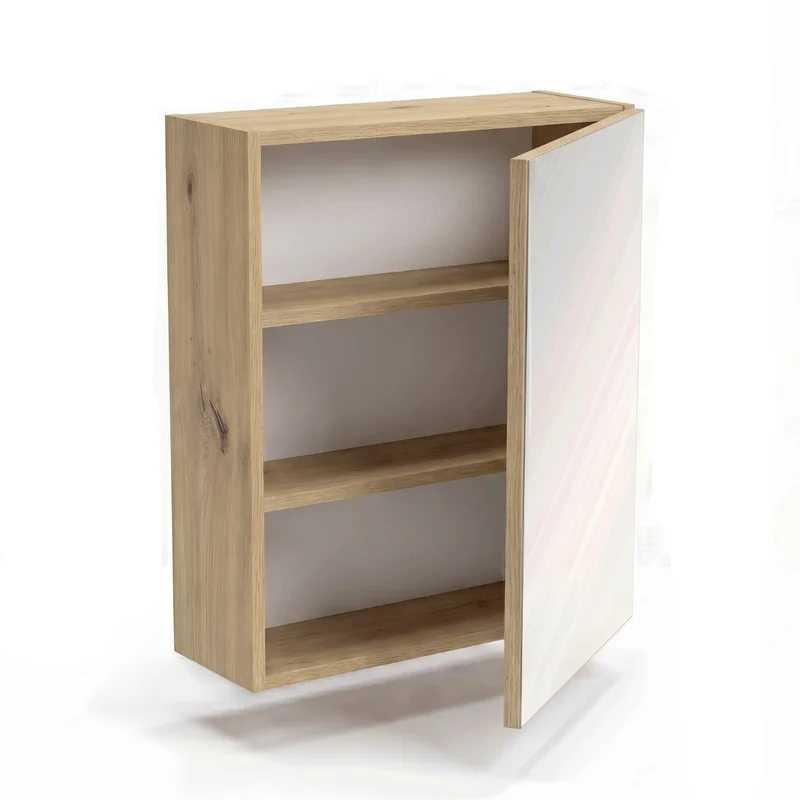Hängender Badezimmerschrank mit Spiegel 60 cm - Eiche Artisan