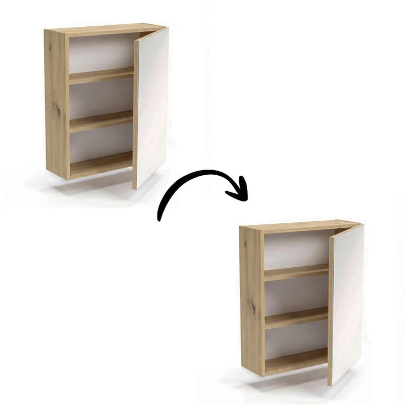 Hängender Badezimmerschrank mit Spiegel 60 cm - Eiche Artisan